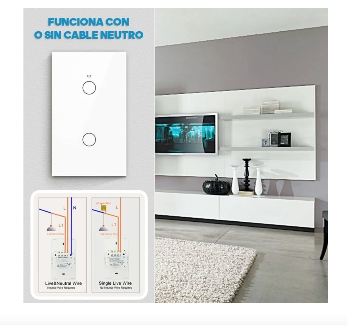 INTERRUPTOR INTELIGENTE WIFI ALEXA 2 CANALES - 4