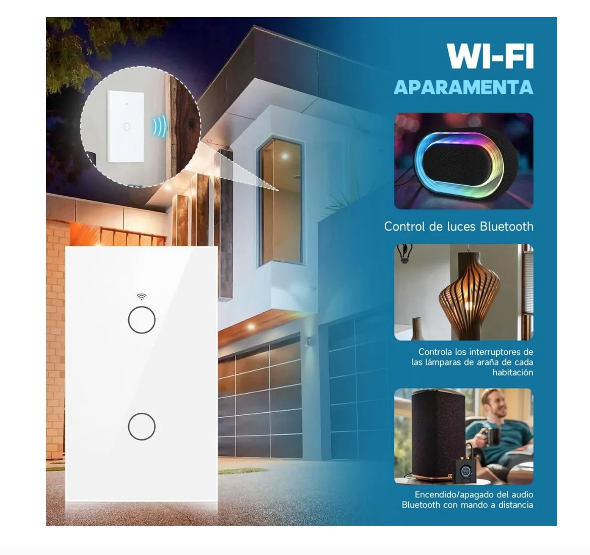 INTERRUPTOR INTELIGENTE WIFI ALEXA 2 CANALES - 6