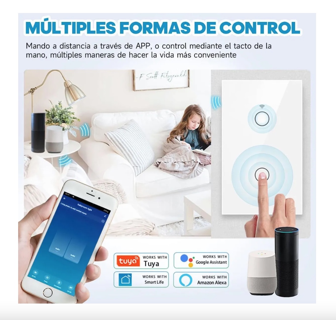 INTERRUPTOR INTELIGENTE WIFI ALEXA 2 CANALES - 7
