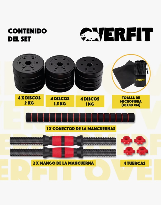 SET MANCUERNAS Y BARRA UNIBLES 20KG - 3