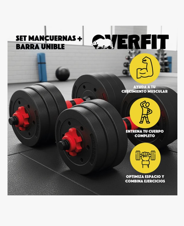 SET MANCUERNAS Y BARRA UNIBLES 20KG - 4