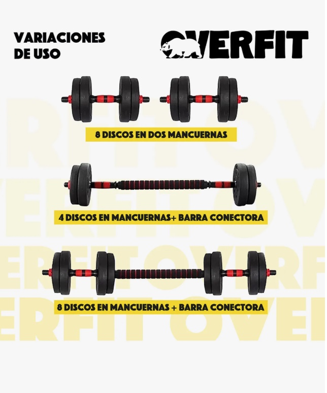 SET MANCUERNAS Y BARRA UNIBLES 20KG - 6