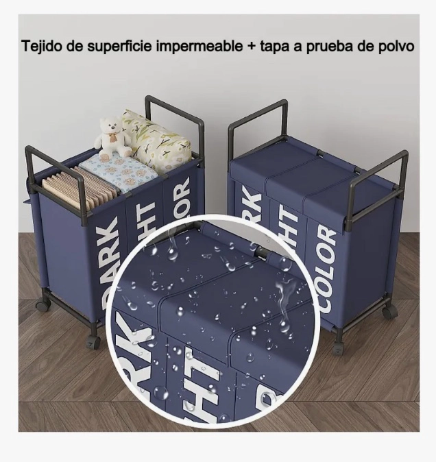 CANASTO DE ROPA SUCIA CON RUEDAS - 8