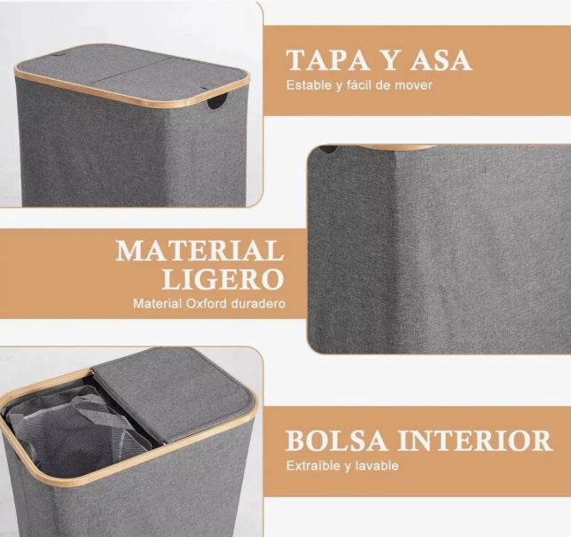 CESTO DE ROPA PLEGABLE 150L - 5