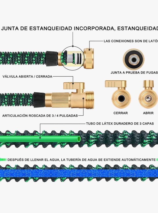 MANGUERA DE JARDIN EXPANDIBLE 30 METROS - 6