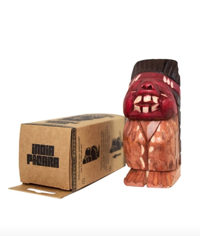 INDIA PICARA DE MADERA CON CAJA - 1