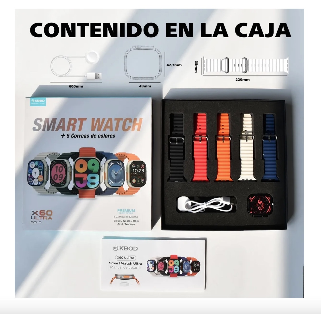 SMART WATCH RELOJ INTELIGENTE PACK 5 CORREAS - 3