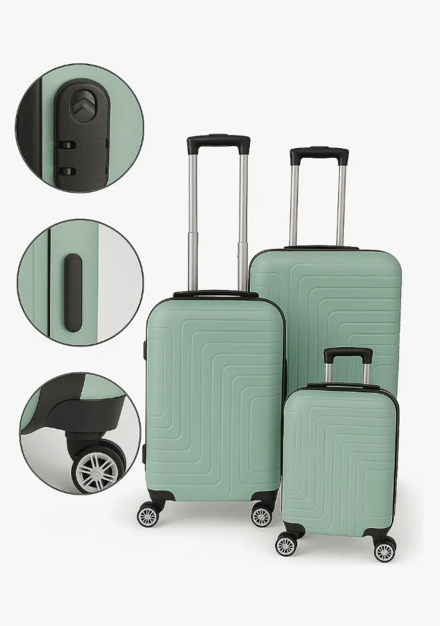 SET 3 MALETAS RIGIDAS CON RUEDAS 360° Y CANDADO - 1