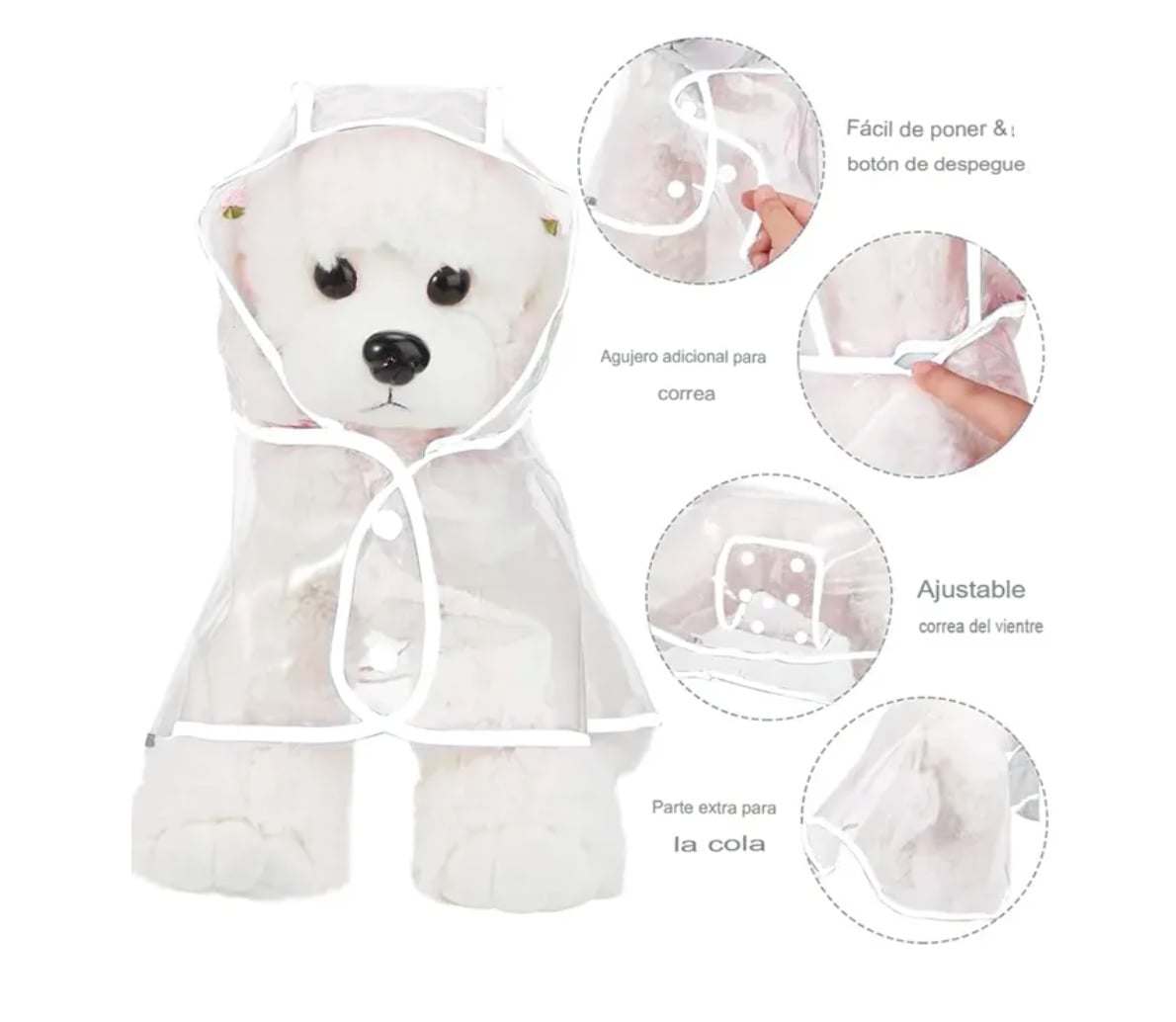 IMPERMEABLE TRANSPARENTE PARA PERRO M - 3