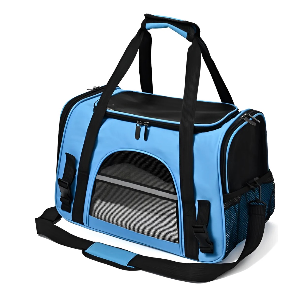 BOLSO TRANSPORTADOR MASCOTA AZUL - 1
