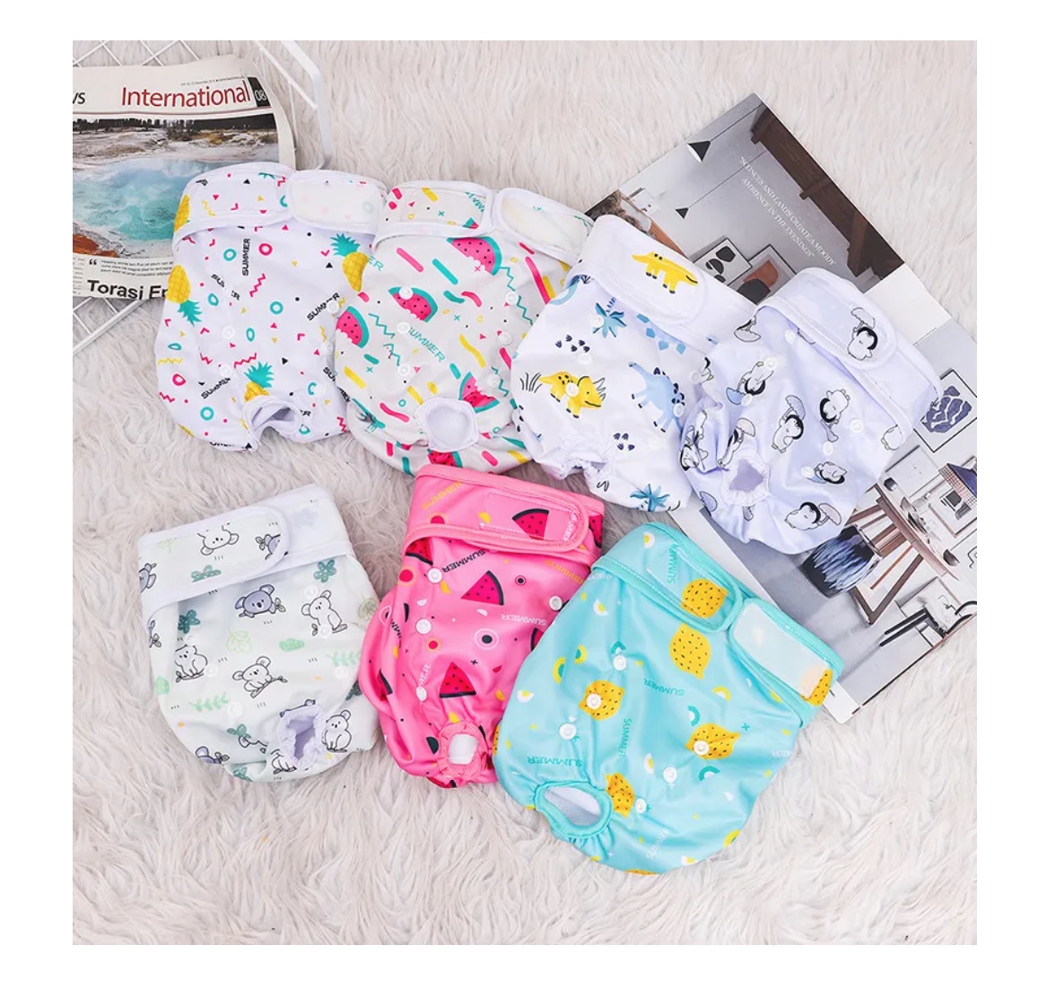 SET 3 PAÑALES LAVABLES Y REUTILIZABLES PARA PERROS S - 1