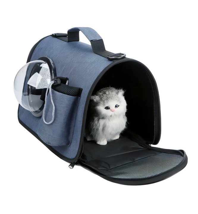 MOCHILA TRANSPORTADORA MASCOTA GRIS - 2