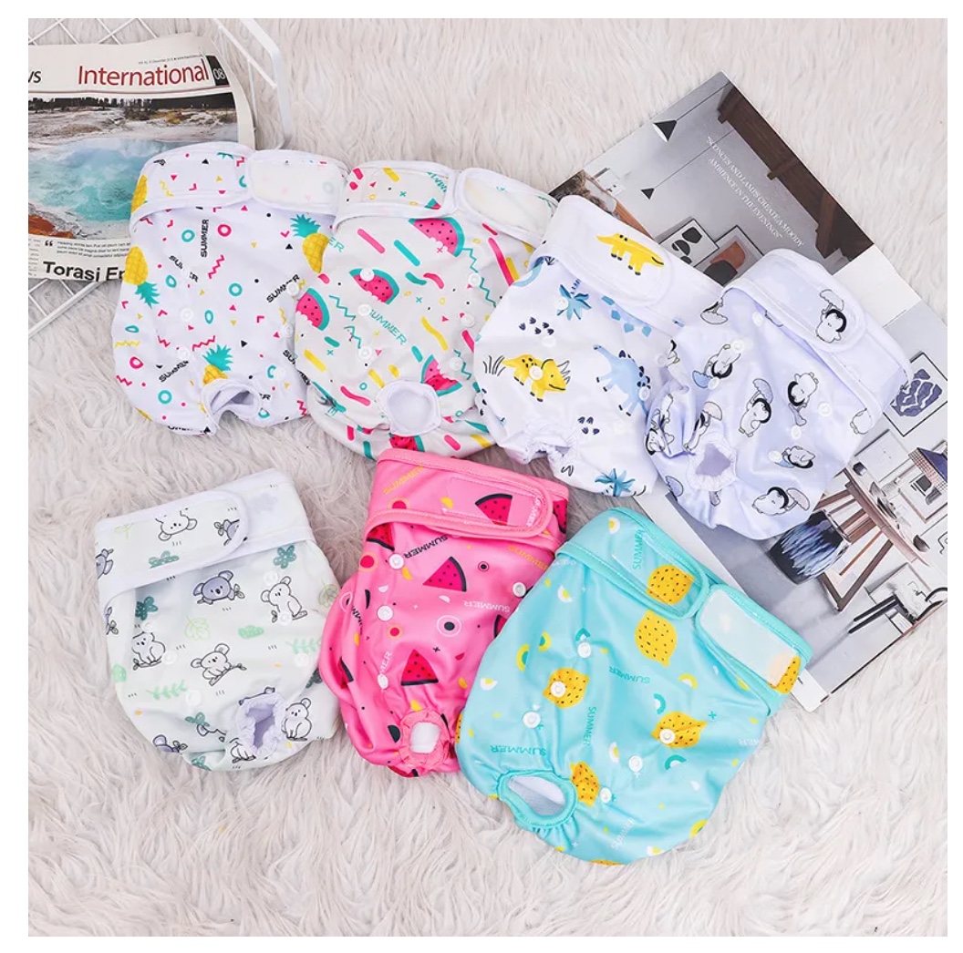 SET 3 PAÑALES LAVABLES Y REUTILIZABLES PARA PERROS L - 1