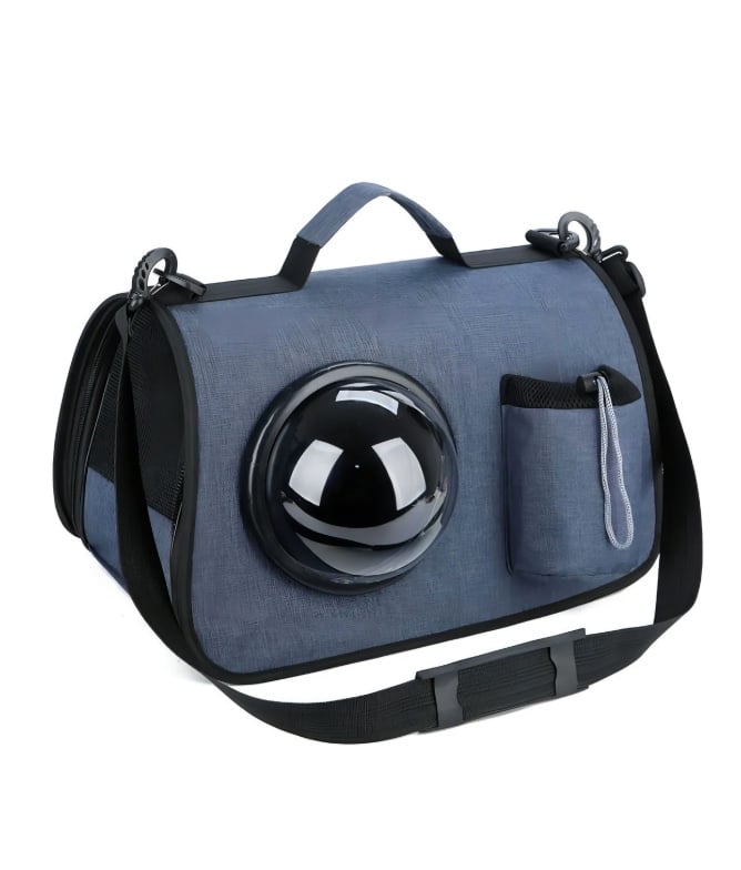 MOCHILA TRANSPORTADORA MASCOTA AZUL MARINO - 1