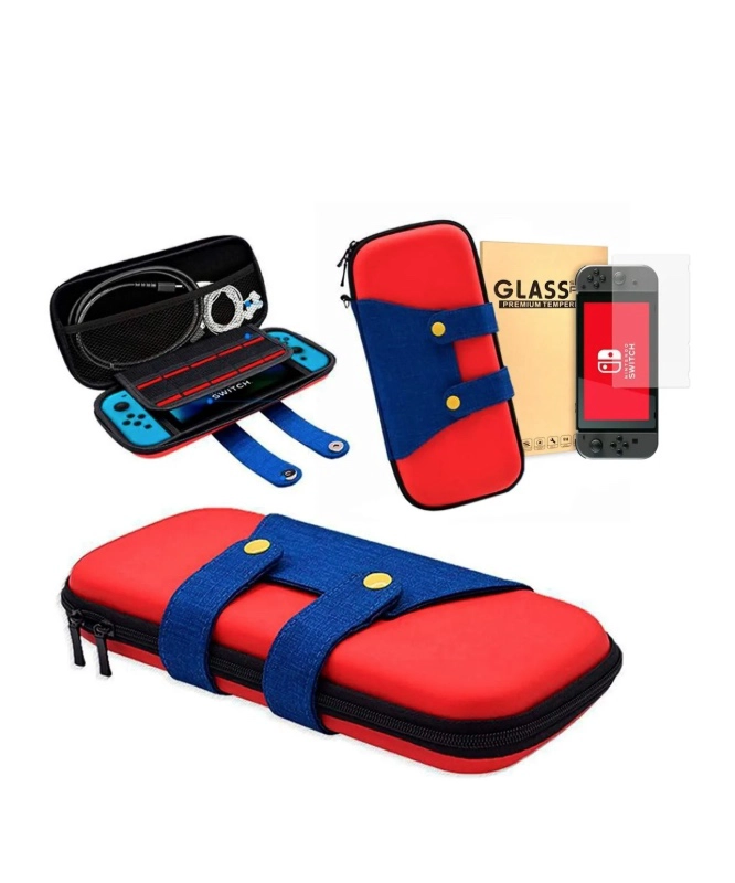 ESTUCHE NINTENDO SWITCH MARIO BROSS LITE + MICA PROTECTORA AZU - 1