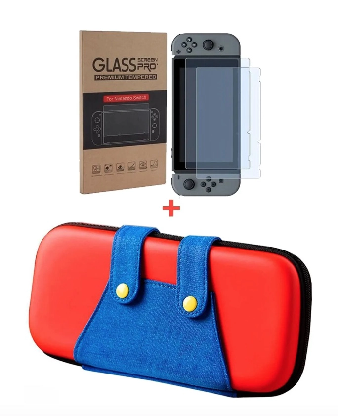 ESTUCHE NINTENDO SWITCH MARIO BROSS LITE + MICA PROTECTORA AZU - 3