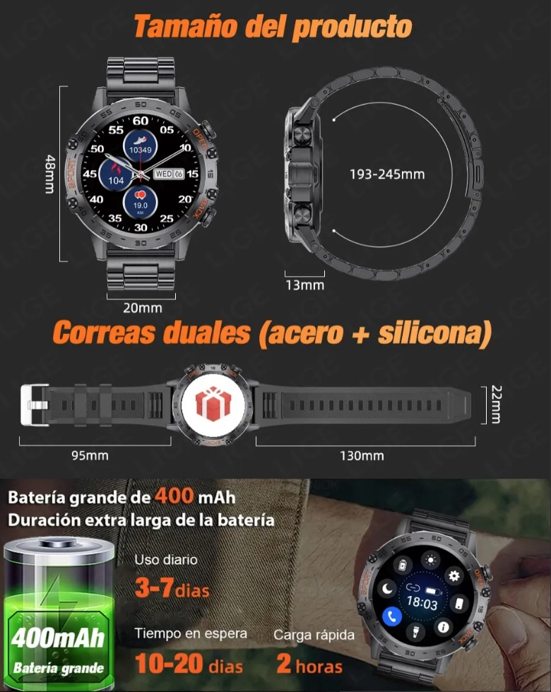 Smartwatch Hombre Reloj Inteligente Deporte - 8