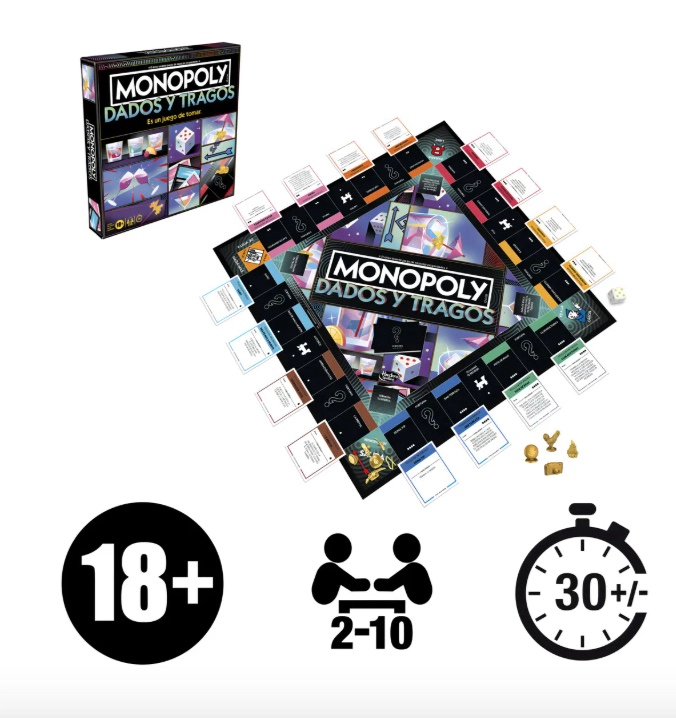 JUEGO DE MESA MONOPOLY TRAGOS Y DADOS - 6