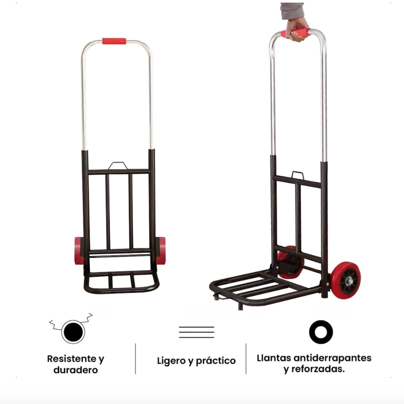 PRACTICO CARRO PLEGABLE CARGA ACERO 200KG - 4