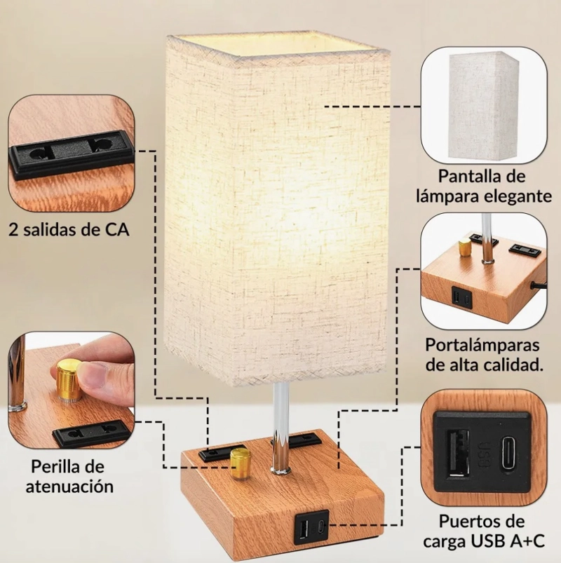 LAMPARA DE NOCHE SMART CON USB - 7