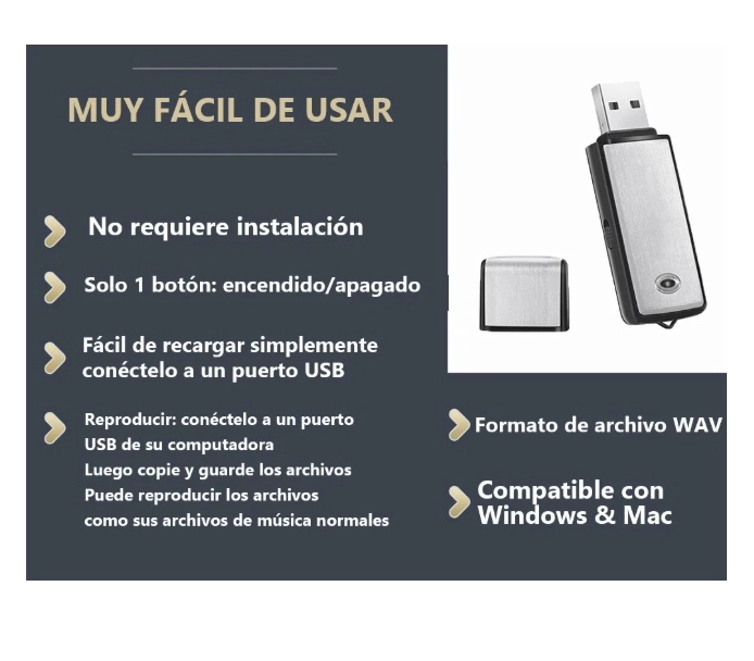 MINI GRABADORA DE VOZ ESPIA CON MICROFONO - 5