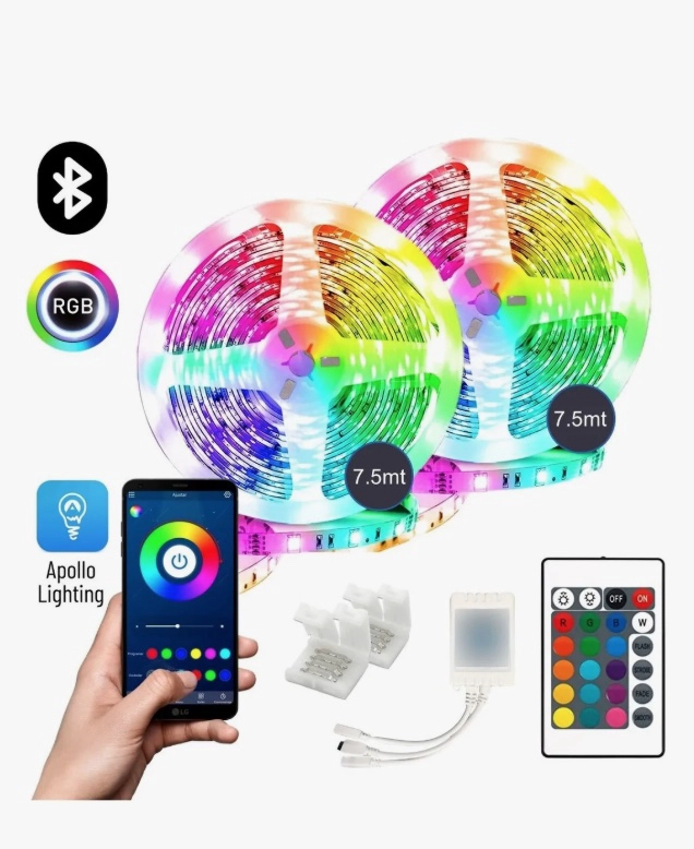 TIRA CINTA LUCES LED RGB BLUETOOTH 15 METROS - 2
