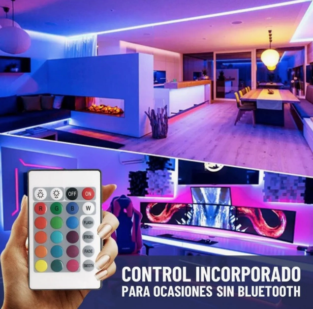 TIRA CINTA LUCES LED RGB BLUETOOTH 15 METROS - 7