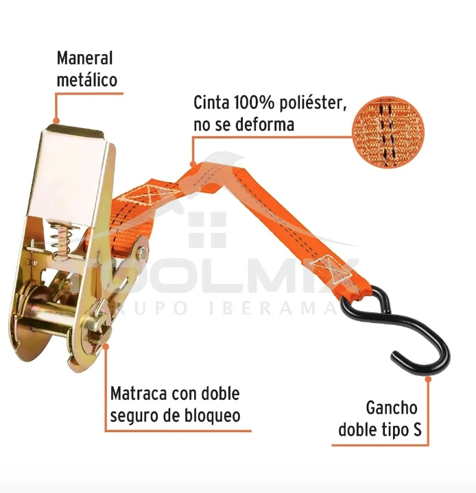 SET KIT JUEGO ESLINGA CINTA AMARRE 4 PIEZAS - 2