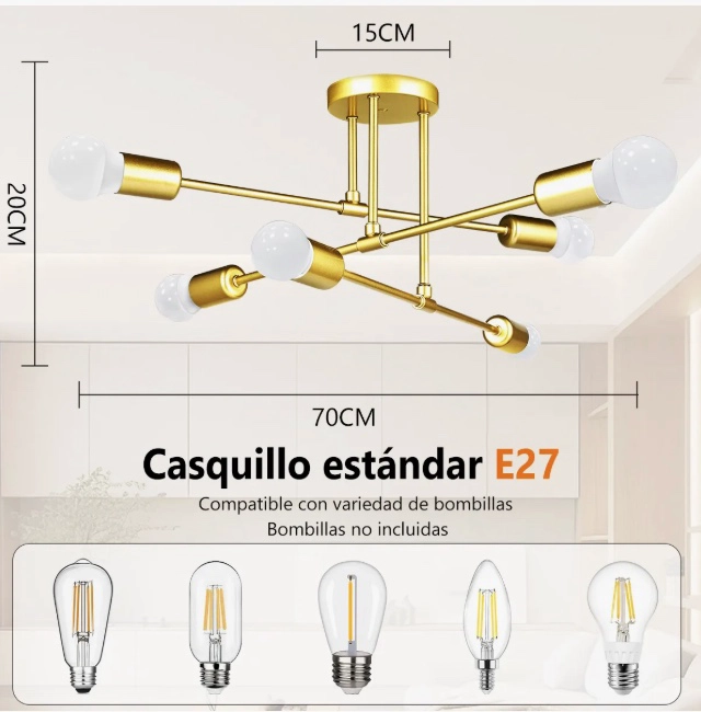 LAMPARA DE TECHO MODERNA 6 LUZ - 5