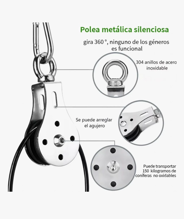 KIT 8 SISTEMA DE CABLE CON POLEA - 3