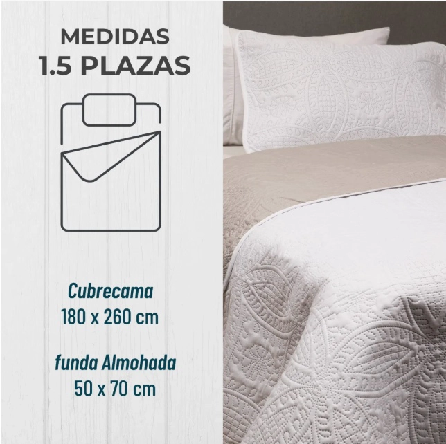 CUBRECAMA QUILT REVERSIBLE 1.5 PLAZA - 2