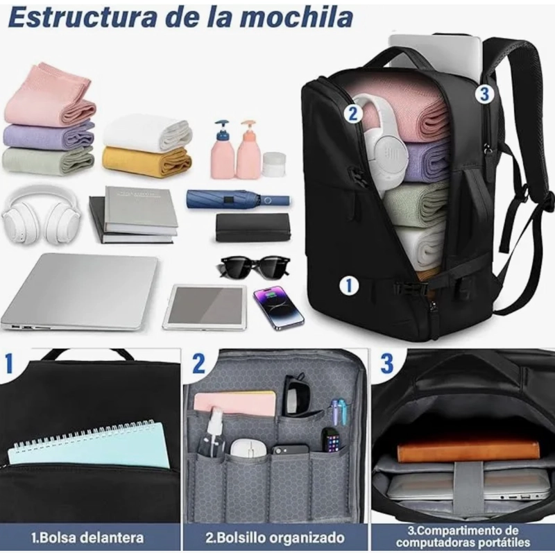 MOCHILA VIAJE EXPANDIBLE CON USB - 3