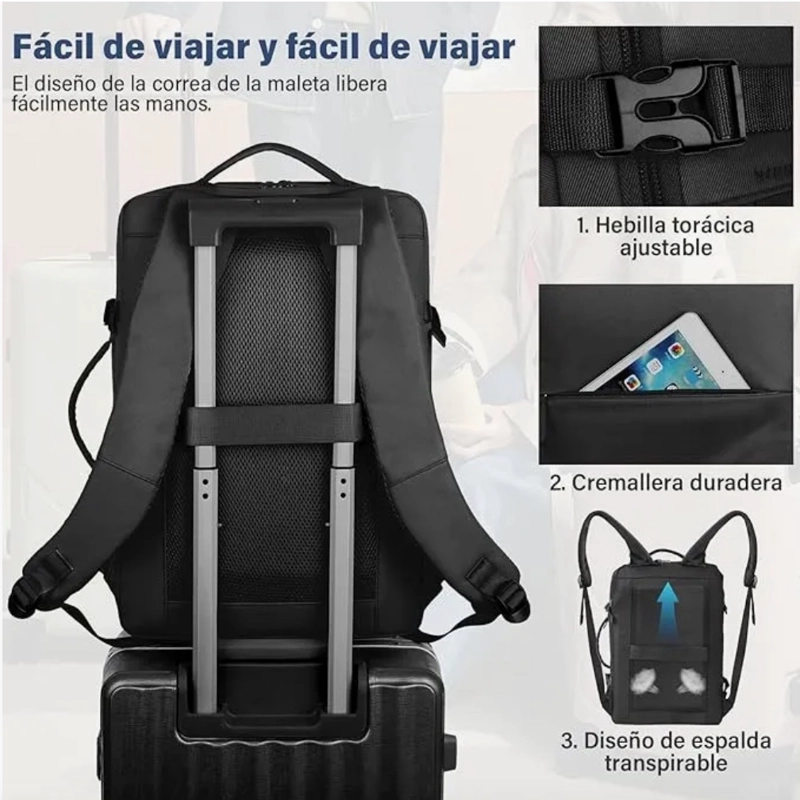 MOCHILA VIAJE EXPANDIBLE CON USB - 5