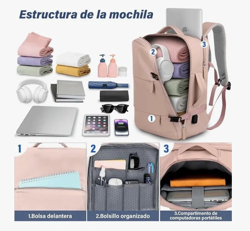 MOCHILA VIAJE EXPANDIBLE CON USB - 3