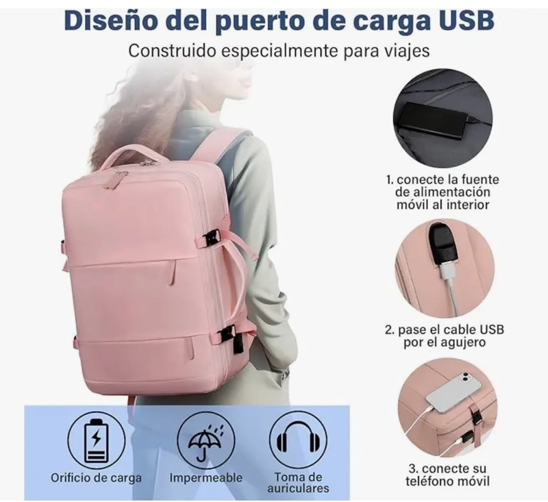 MOCHILA VIAJE EXPANDIBLE CON USB - 6