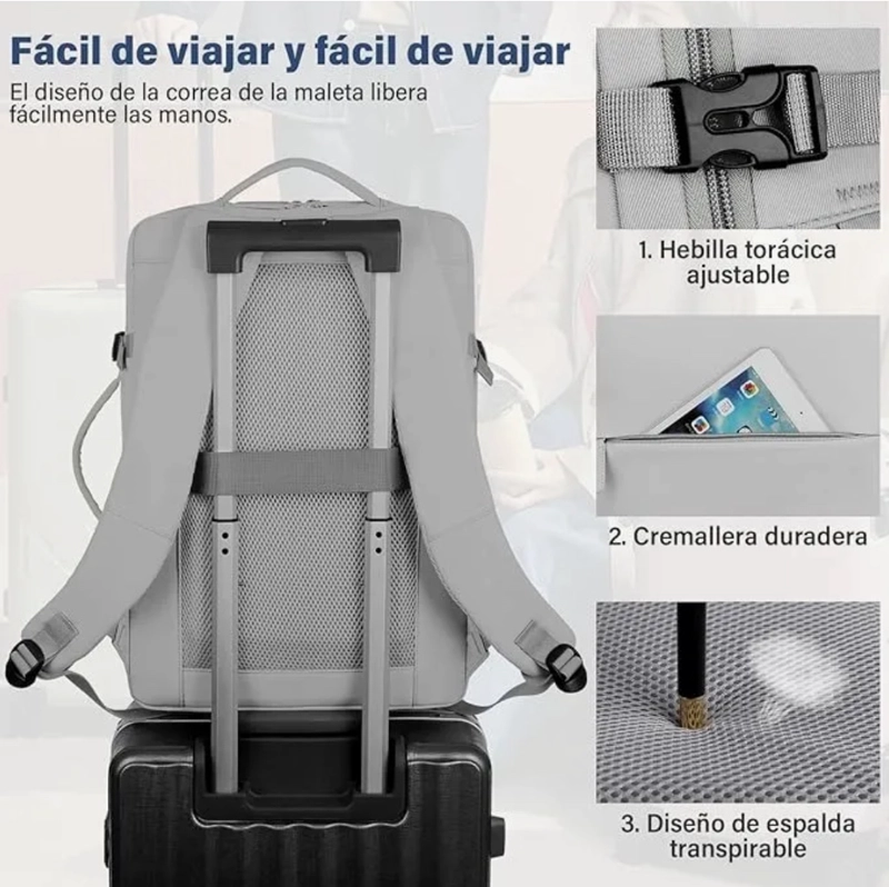 MOCHILA VIAJE EXPANDIBLE CON USB - 5