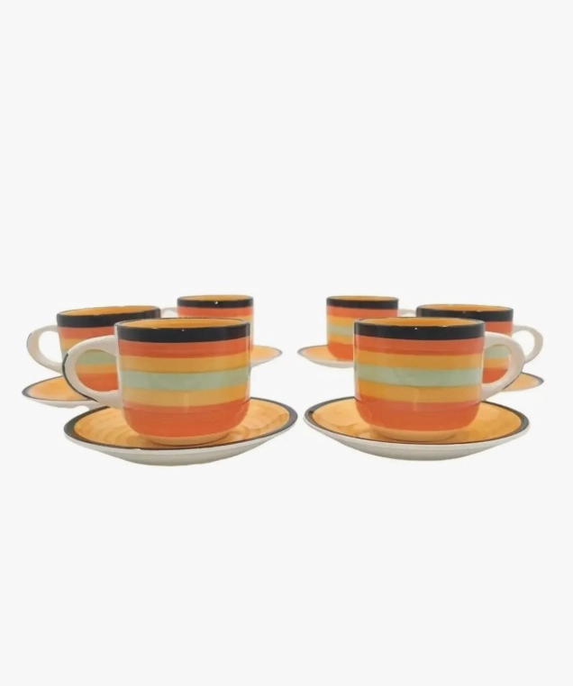 SET DE TAZAS DE LOZA CON PLATO CAFE - 2
