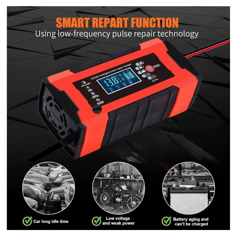 CARGADOR INTELIGENTE BATERIA AUTO MOTO - 2