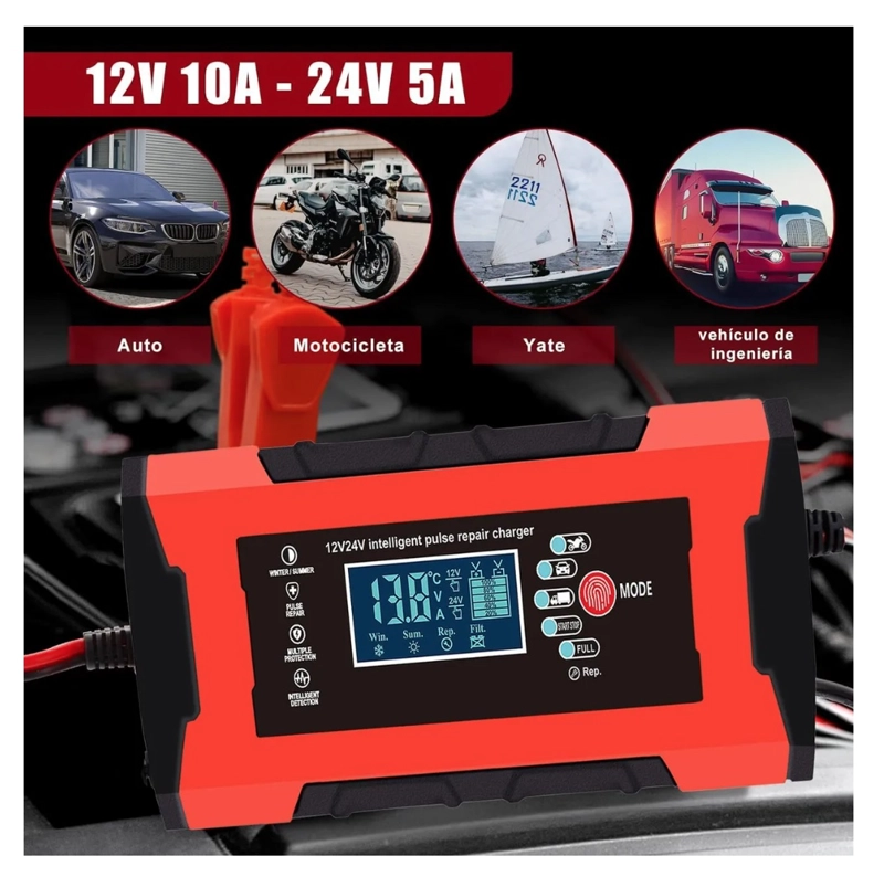 CARGADOR INTELIGENTE BATERIA AUTO MOTO - 3