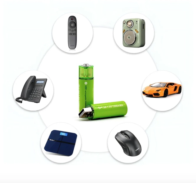 PACK X2 PILAS RECARGABLES USB PILA AA RECARGABLE DOBLE A - 2