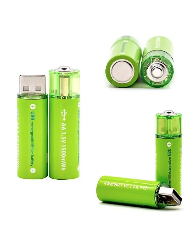 PACK X2 PILAS RECARGABLES USB PILA AA RECARGABLE DOBLE A - 4