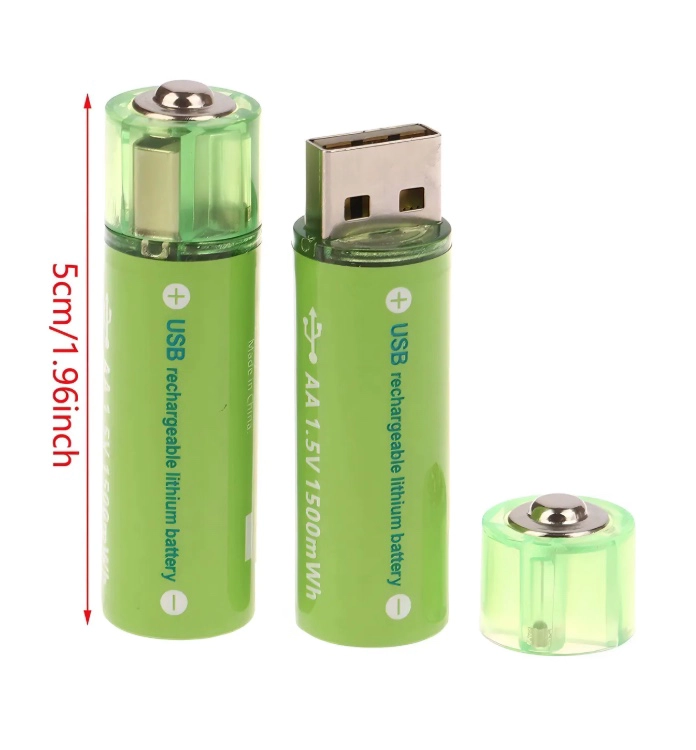PACK X2 PILAS RECARGABLES USB PILA AA RECARGABLE DOBLE A - 7