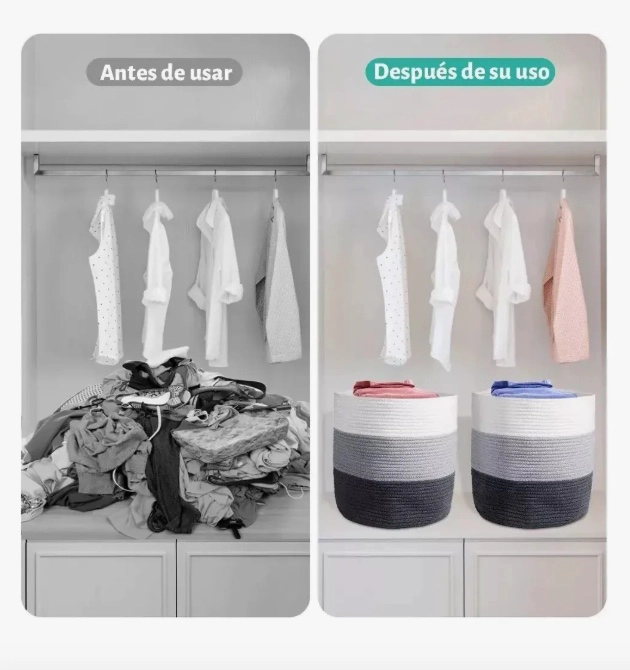 CANASTO ROPA SUCIA GRANDE DE 55CM - 7