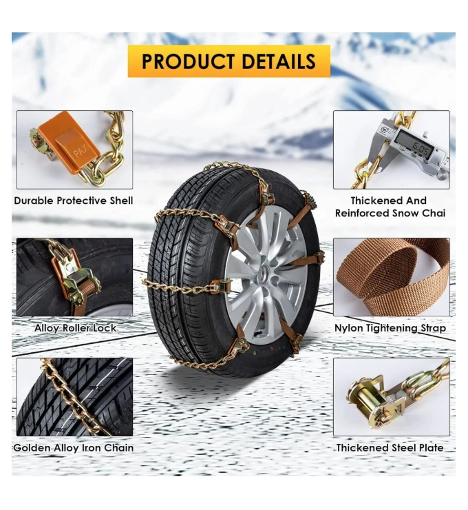 KIT 10 CADENAS NIEVE AJUSTABLES AUTO/CAMIONETA ACERO - 5