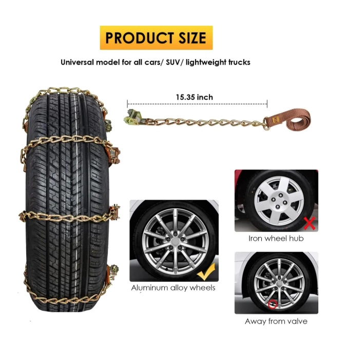 KIT 10 CADENAS NIEVE AJUSTABLES AUTO/CAMIONETA ACERO - 7