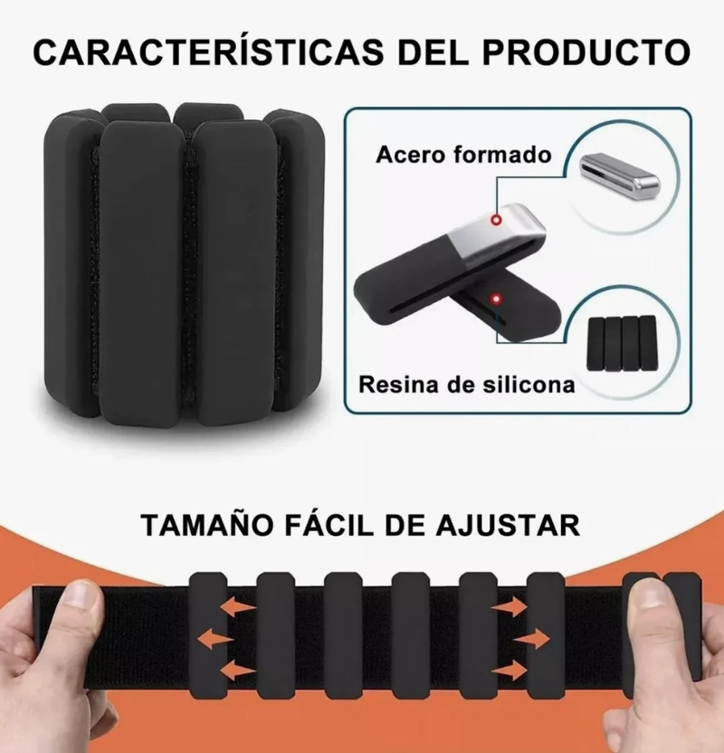 KIT 2 BRAZALETES PESAS PARA TOBILLOS Y MUÑECAS 2 LBS - 6