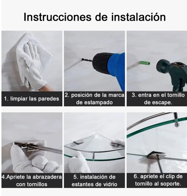2PCS REPISAS ESQUINERAS DE VIDRIO - 5