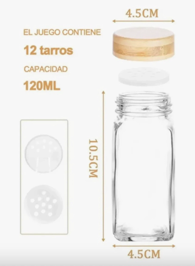 12 FRASCOS DE VIDRIO ESPECIEROS - 2
