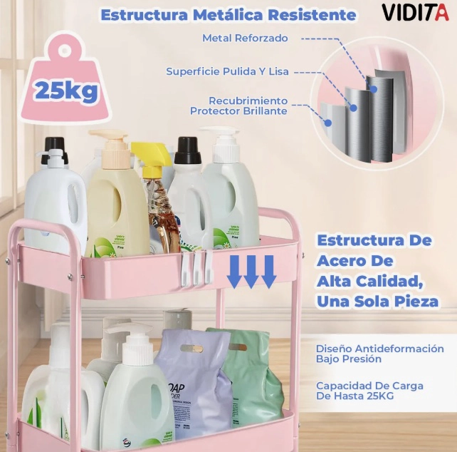 CARRITO ORGANIZADOR METAL 3 NIVELES - 4