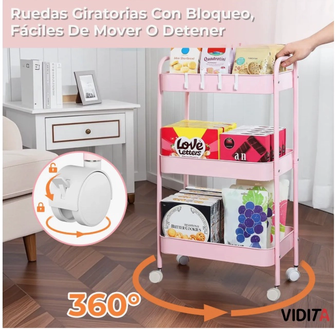 CARRITO ORGANIZADOR METAL 3 NIVELES - 5